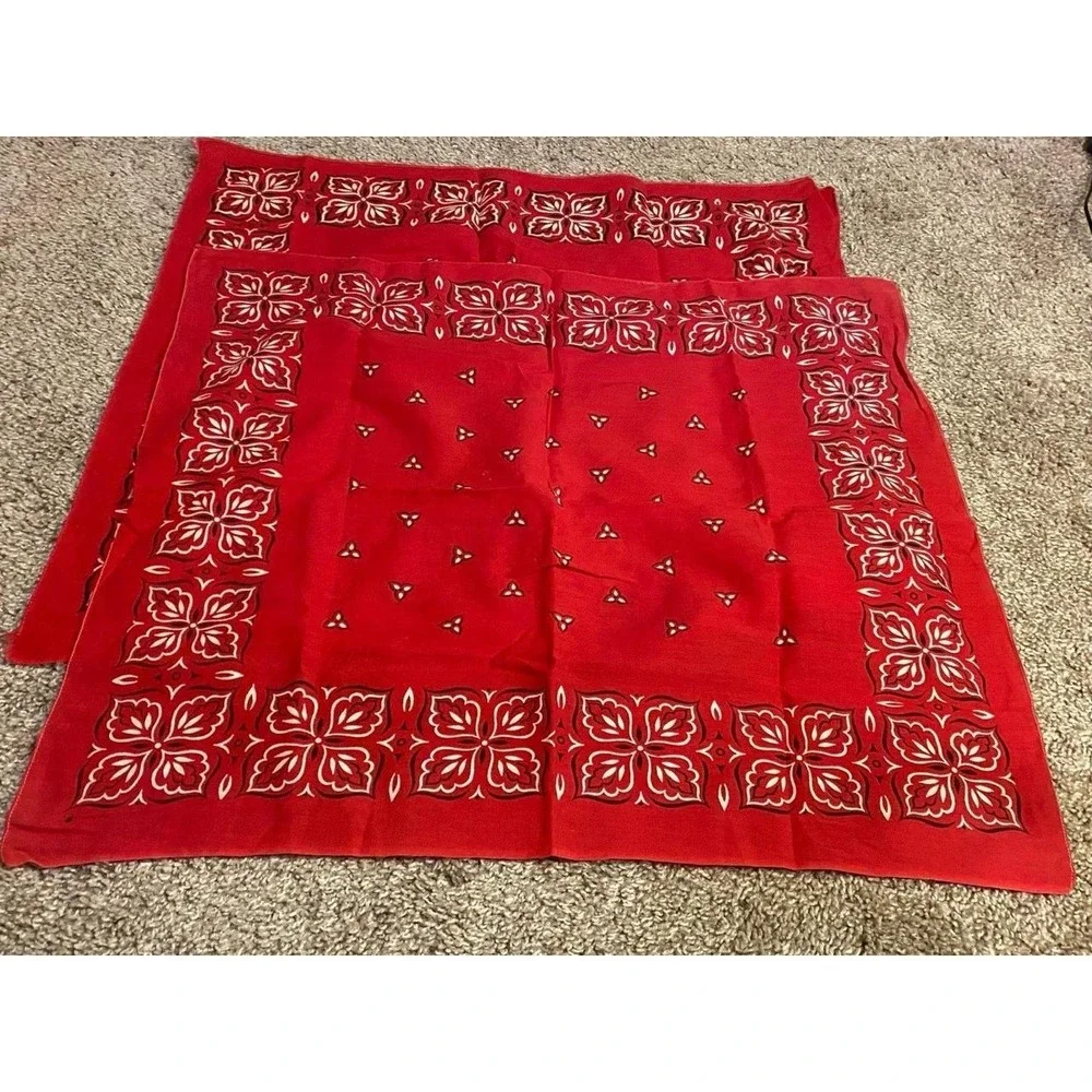 Bandana Washfast Colors All Cotton 14193 Vintage Lot Of Two Cottage Western